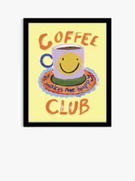 John Lewis Eleanor Bowmer 'Coffee Club' Framed Print, 32 x 26cm, Yellow/Multi