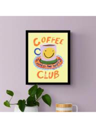 John Lewis Eleanor Bowmer 'Coffee Club' Framed Print, 32 x 26cm, Yellow/Multi - thumbnail 2