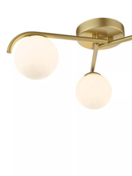 Där Orlena 3 Arm Opal Glass Semi Flush Ceiling Light - thumbnail 3