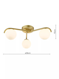 Där Orlena 3 Arm Opal Glass Semi Flush Ceiling Light - thumbnail 5