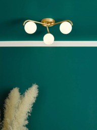 Där Orlena 3 Arm Opal Glass Semi Flush Ceiling Light - thumbnail 6