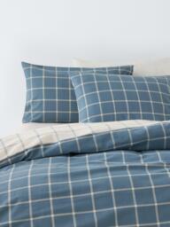 John Lewis Warm & Cosy Brushed Cotton Windowpane Check Duvet Cover Set - thumbnail 1
