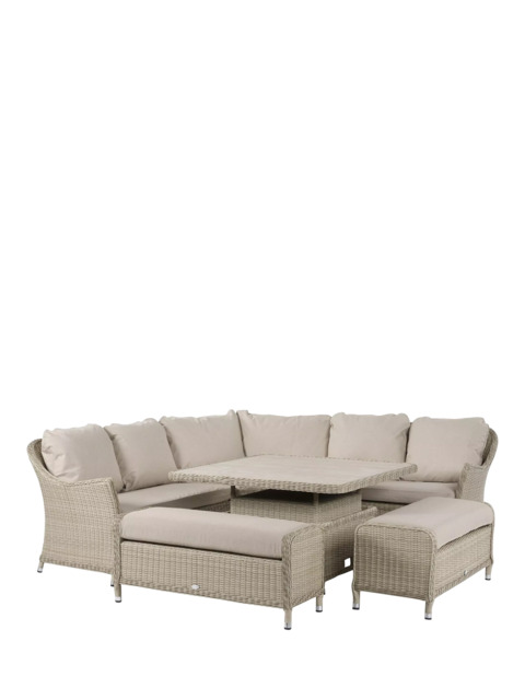 Bramblecrest Monterey Woven 8-Seater Corner Garden Casual Dining Set with Height Adjustable Square Table, Sandstone - image 1
