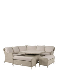 Bramblecrest Monterey Woven 8-Seater Corner Garden Casual Dining Set with Height Adjustable Square Table, Sandstone