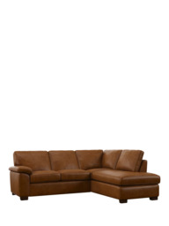 John Lewis Camden RHF Chaise Corner Leather Sofa, Dark Leg - thumbnail 1