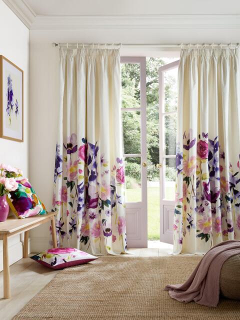 bluebellgray Taransay Pair Lined Pencil Pleat Curtains, Fuschia - image 1
