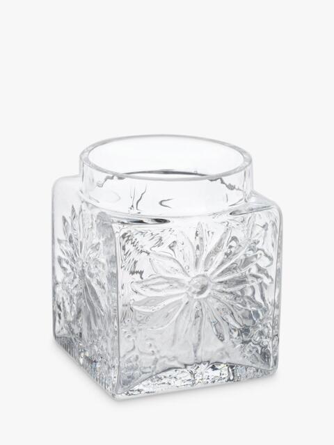 Dartington Crystal Marguerite Square Glass Vase, H12cm, Clear - image 1