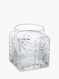 Dartington Crystal Marguerite Square Glass Vase, H12cm, Clear
