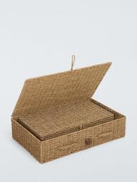 John Lewis Seagrass Lidded Nesting Under Bed Storage Baskets, Set of 2, Natural - thumbnail 4