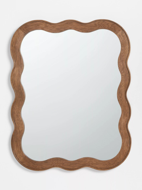 John Lewis Wiggle Wood Frame Wall Mirror, 75 x 60cm, Walnut Finish - image 1
