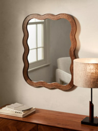 John Lewis Wiggle Wood Frame Wall Mirror, 75 x 60cm, Walnut Finish - thumbnail 2