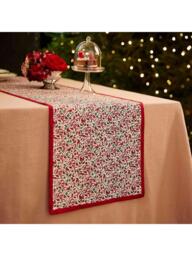 Spode Christmas Tree Yuletide Cotton Table Runner, 250cm, Red - thumbnail 3