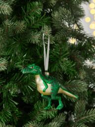 John Lewis The Enthusiast Tyrannosaurus Bauble, Green - thumbnail 2