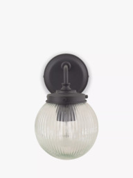 John Lewis Vintage Globe Outdoor Wall Light, Clear/Black - thumbnail 3