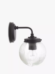 John Lewis Vintage Globe Outdoor Wall Light, Clear/Black - thumbnail 4
