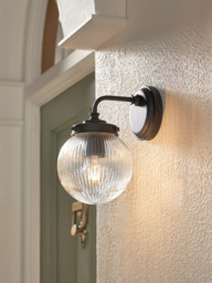 John Lewis Vintage Globe Outdoor Wall Light, Clear/Black - thumbnail 2