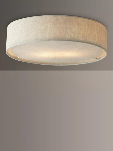 John Lewis Samantha Linen Flush Ceiling Light, Natural - image 1