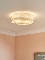 John Lewis Samantha Linen Flush Ceiling Light, Natural - thumbnail 2
