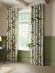 Sanderson Sycamore & Oak Pair Lined Eyelet Curtains, Sky Blue/Kale - thumbnail 4