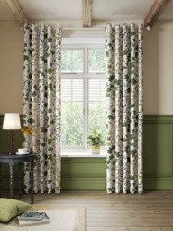 Sanderson Sycamore & Oak Pair Lined Eyelet Curtains, Sky Blue/Kale - thumbnail 3