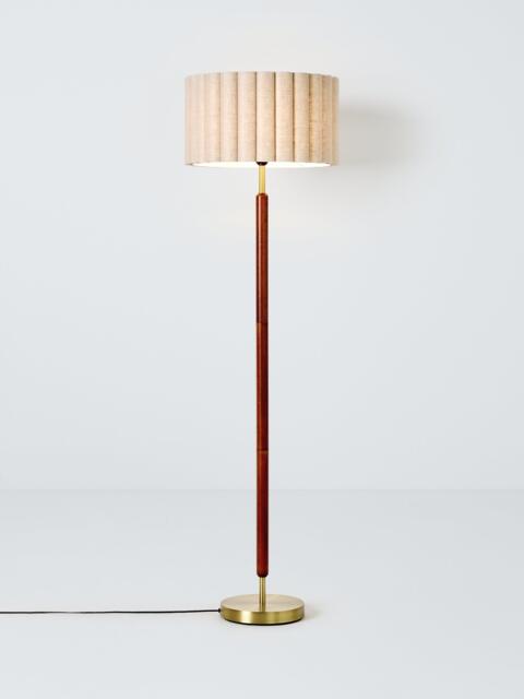John Lewis Scalloped Drum Shade Walnut Wood Base Floor Lamp, Natural - image 1