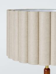 John Lewis Scalloped Drum Shade Walnut Wood Base Floor Lamp, Natural - thumbnail 3