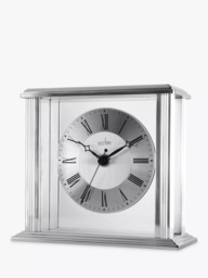 Acctim Hamilton Roman Numeral Analogue Mantel Clock, 15.5cm, Silver - thumbnail 1