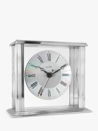 Acctim Hamilton Roman Numeral Analogue Mantel Clock, 15.5cm, Silver - thumbnail 3