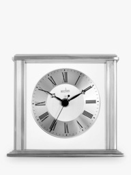 Acctim Hamilton Roman Numeral Analogue Mantel Clock, 15.5cm, Silver - thumbnail 2