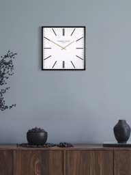 Thomas Kent Garrick Square Analogue Wall Clock, 40cm, Black/White - thumbnail 2