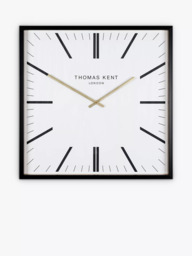 Thomas Kent Garrick Square Analogue Wall Clock, 40cm, Black/White - thumbnail 1