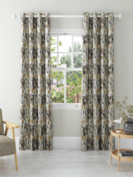 Harlequin Takara Pair Lined Eyelet Curtains, Mustard/Charcoal - thumbnail 3