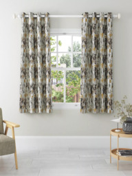 Harlequin Takara Pair Lined Eyelet Curtains, Mustard/Charcoal - thumbnail 4