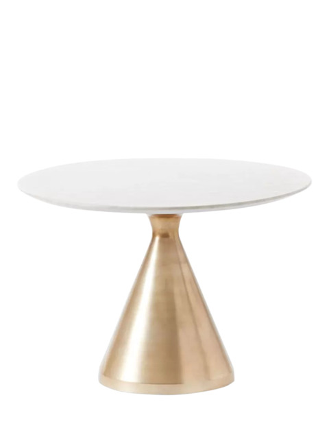 west elm Silhouette 4 Seater Marble Top Dining Table, Antique Brass/White - image 1