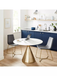 west elm Silhouette 4 Seater Marble Top Dining Table, Antique Brass/White - thumbnail 2