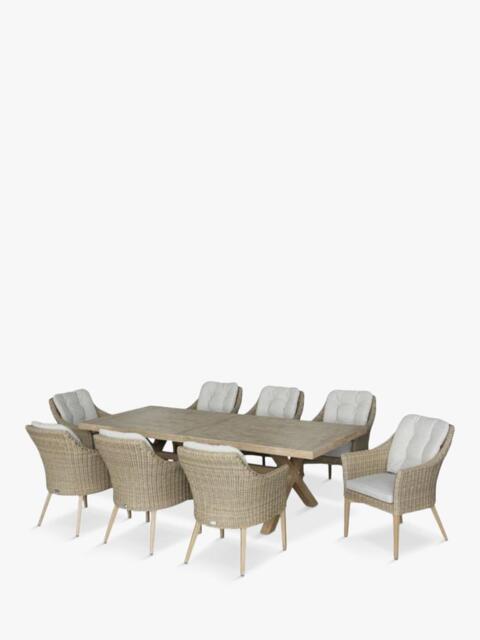 Bramblecrest Fairford 8-Seater Rectangular Garden Dining Table & Chair Set, Walnut - image 1