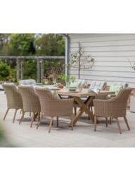 Bramblecrest Fairford 8-Seater Rectangular Garden Dining Table & Chair Set, Walnut - thumbnail 2