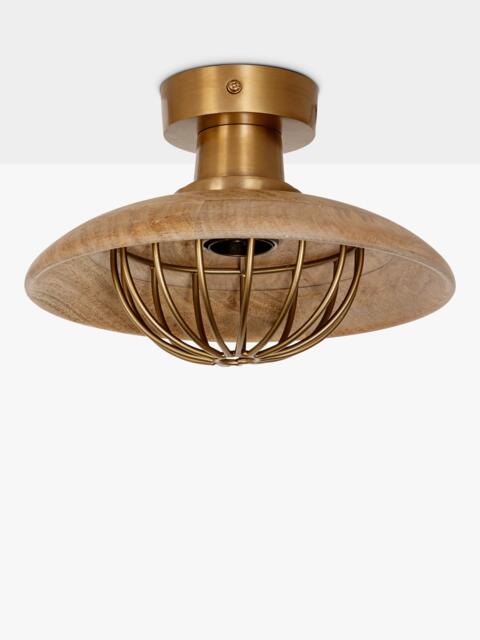 nkuku Chakai Semi Flush Mango Wood Shade Ceiling Light, Natural