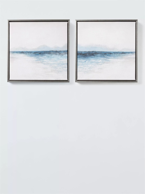 John Lewis 'Blue Seas' Framed Canvas Prints, Set of 2, 35 x 35cm, Blue - image 1