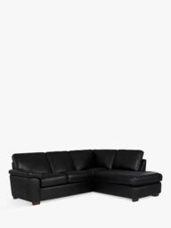 John Lewis Camden 5+ Seater RHF Chaise Corner End Leather Sofa, Dark Leg - thumbnail 1