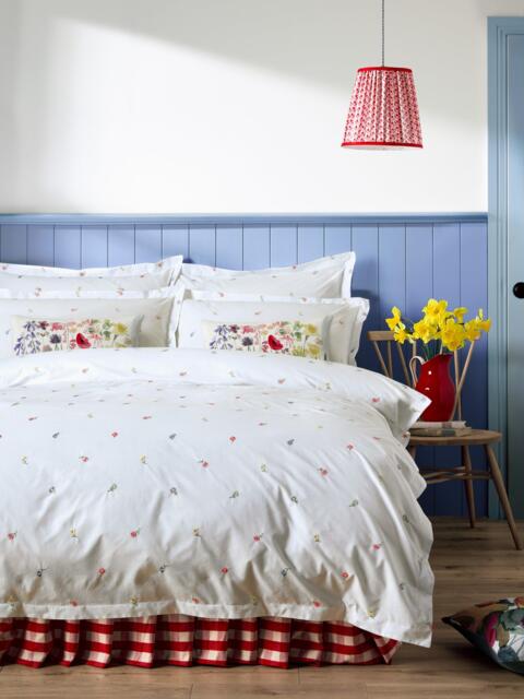 bluebellgray Daisy 200 Thread Count Embroidered Duvet Cover Set, Multi - image 1