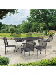 John Lewis Henley by KETTLER 6-Seater Rectangular Garden Dining Table & Straight Sided Chairs Set, Iron Grey - thumbnail 2