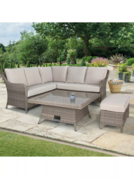 KETTLER Charlbury Signature 6-Seater Mini Corner Garden Lounging/Dining Set with Glass Top High/Low Table, Natural - thumbnail 4