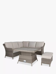 KETTLER Charlbury Signature 6-Seater Mini Corner Garden Lounging/Dining Set with Glass Top High/Low Table, Natural - thumbnail 1