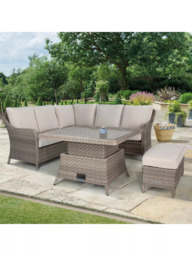 KETTLER Charlbury Signature 6-Seater Mini Corner Garden Lounging/Dining Set with Glass Top High/Low Table, Natural - thumbnail 3