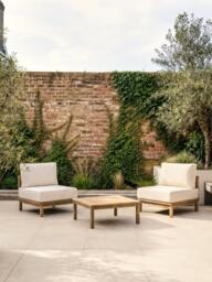 John Lewis Coast Eucalyptus Wood Garden Middle Unit Chair, Brushed Wood - thumbnail 2