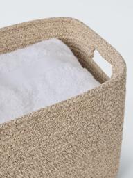 John Lewis Harbour Woven Cotton Rectangular Storage Basket, Natural Cream, Large - thumbnail 3