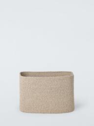John Lewis Harbour Woven Cotton Rectangular Storage Basket, Natural Cream, Large - thumbnail 2