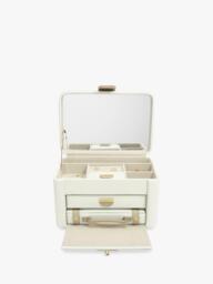 Dulwich Designs Belgravia Leather Jewellery Box, Cream