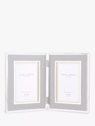 "Laura Ashley Harrison Linen Double Photo Frame, 4 x 6"" (10 x 15cm)" - thumbnail 1